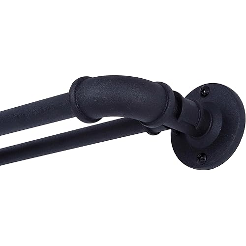 Sun Zero SN47080 Bronn Industrial Pipe Blackout Wrap Around Double Curtain Rod, 66-120" Adjustable Length, Matte Black Finish, 3/4" and 5/8" Diameter Textured Steel Tubes