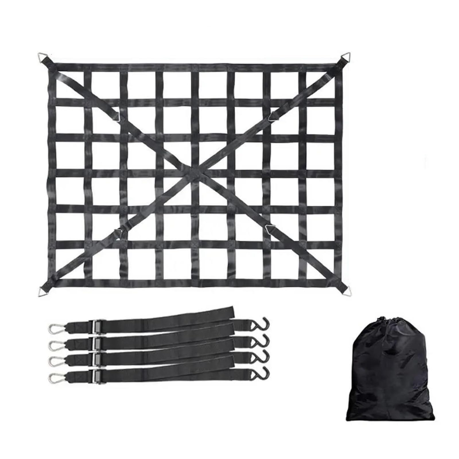 Filets pour Auto Filet Chargement en Maille Filet Chargement Lourd Remorque Camion Benne À Ordures Couvertures en Maille Extensibles Bagages avec 4 Sangles Fixes Filet pour Coffre Voiture(Medium)