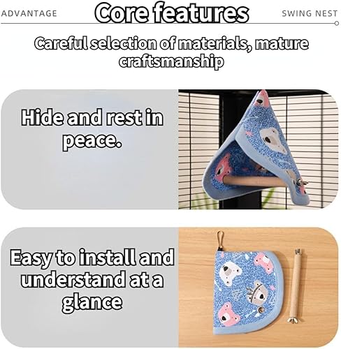 Bird Bed Blanket Parrot Nest Snuggle Hut for Cage Accessories,Parakeet Warm House Hanging Tent Bed Hammock Wood Stand Perch Swing Toy for Cockatiel Lovebird Cockatoo (Beige)(Beige)