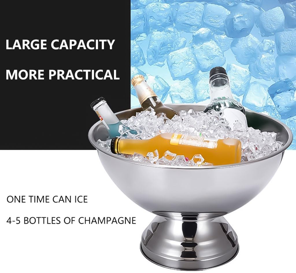 Ice Bucket,Champagne Bucket, Insulated Deer Head Handles 13 Liters Keeps Ice Cold and Dry Beer Bucket for Champagne Cocktail Bar Chilling Beer Ice Tub(Silver) image 3