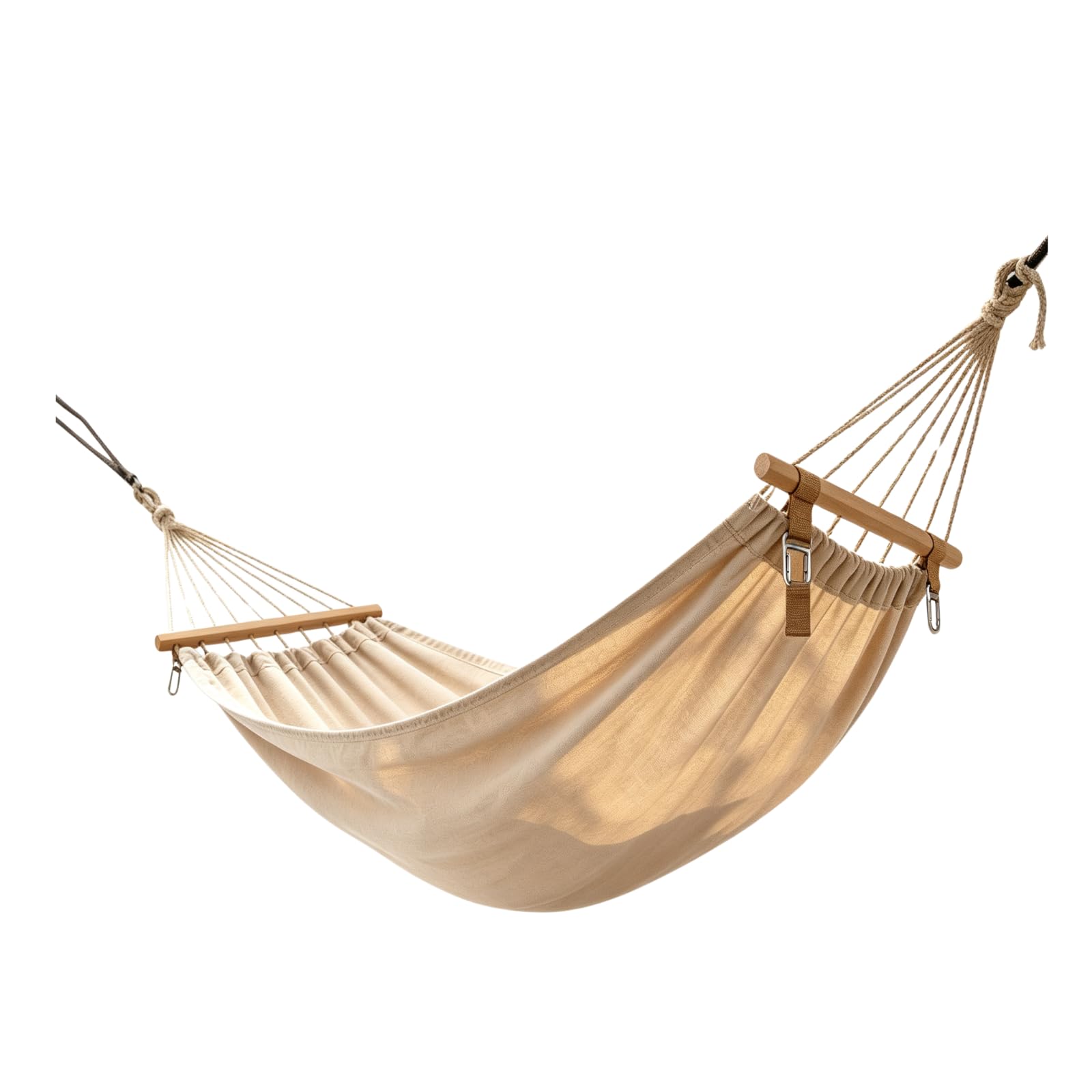 HOMAVO Double Hammock with Wooden Stand, showing a person relaxing in the hammock in a garden setting.