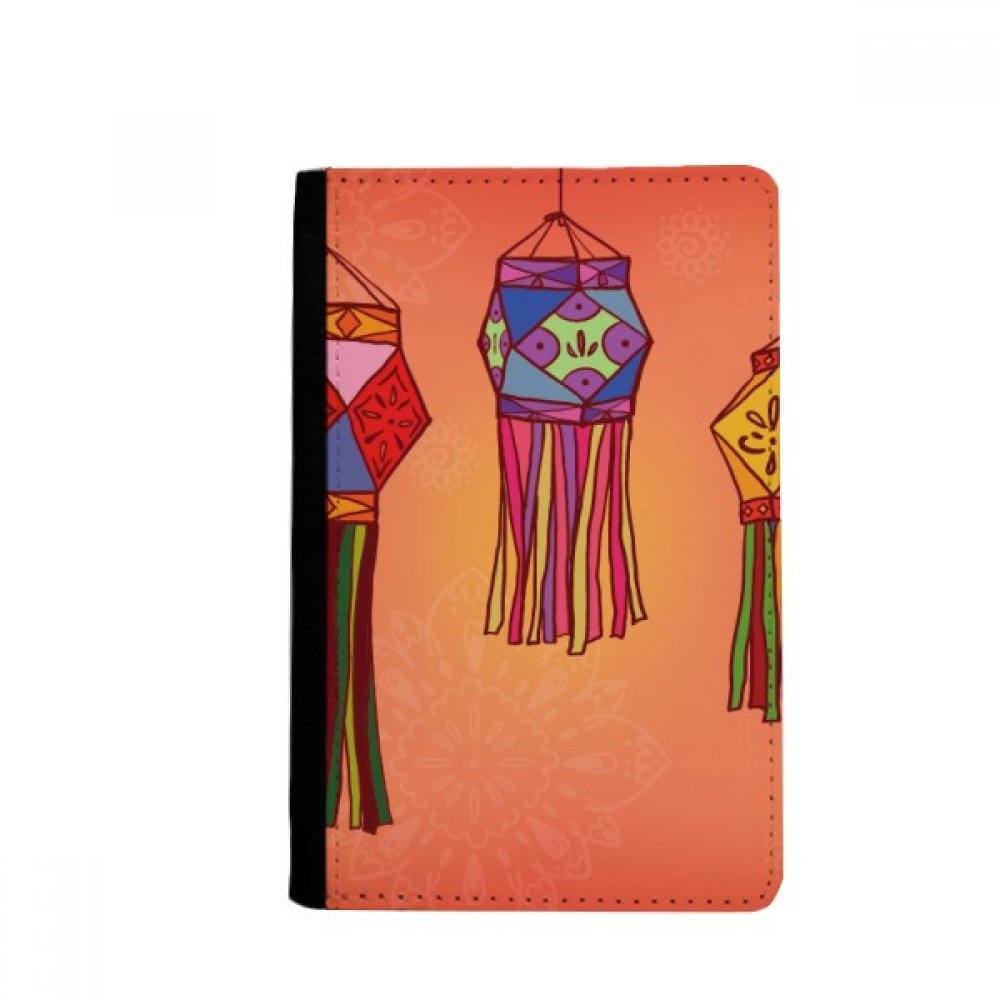 Chinese Lantern Colorful Illustration Passport Holder Notecase Burse Wallet Cover Card Purse