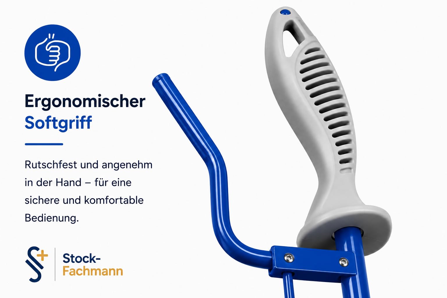 Greifhilfe RFM Classic 70 cm, blau | Ergonomischer Softgriff Drehbarer Greifkopf Rutschfeste Greifbacken Magnet an der Spitze Belastbar bis 2 kg