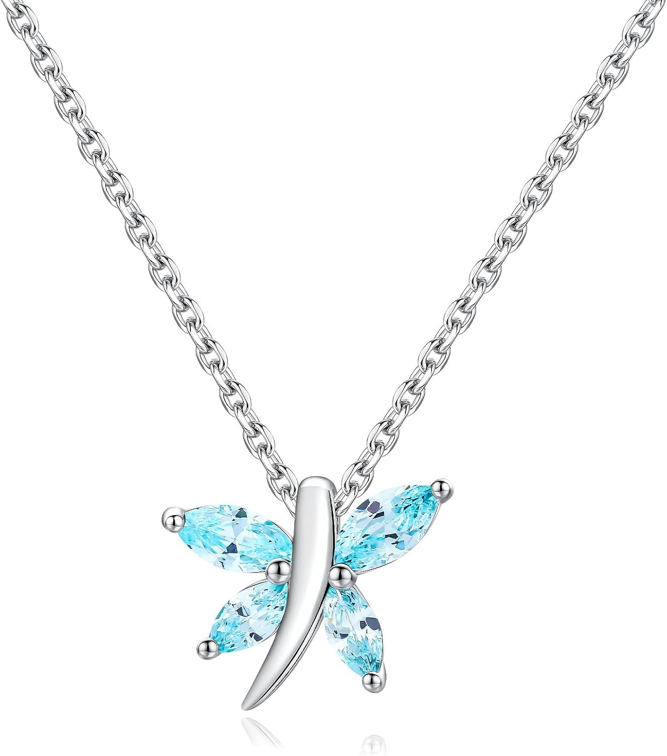 Dainty Dragonfly Necklace 14K Gold Plated/Sterling Silver Birthstone Necklaces for Women Gemstone Cute Dragonfly Pendant Necklace Dragon Fly Jewelry