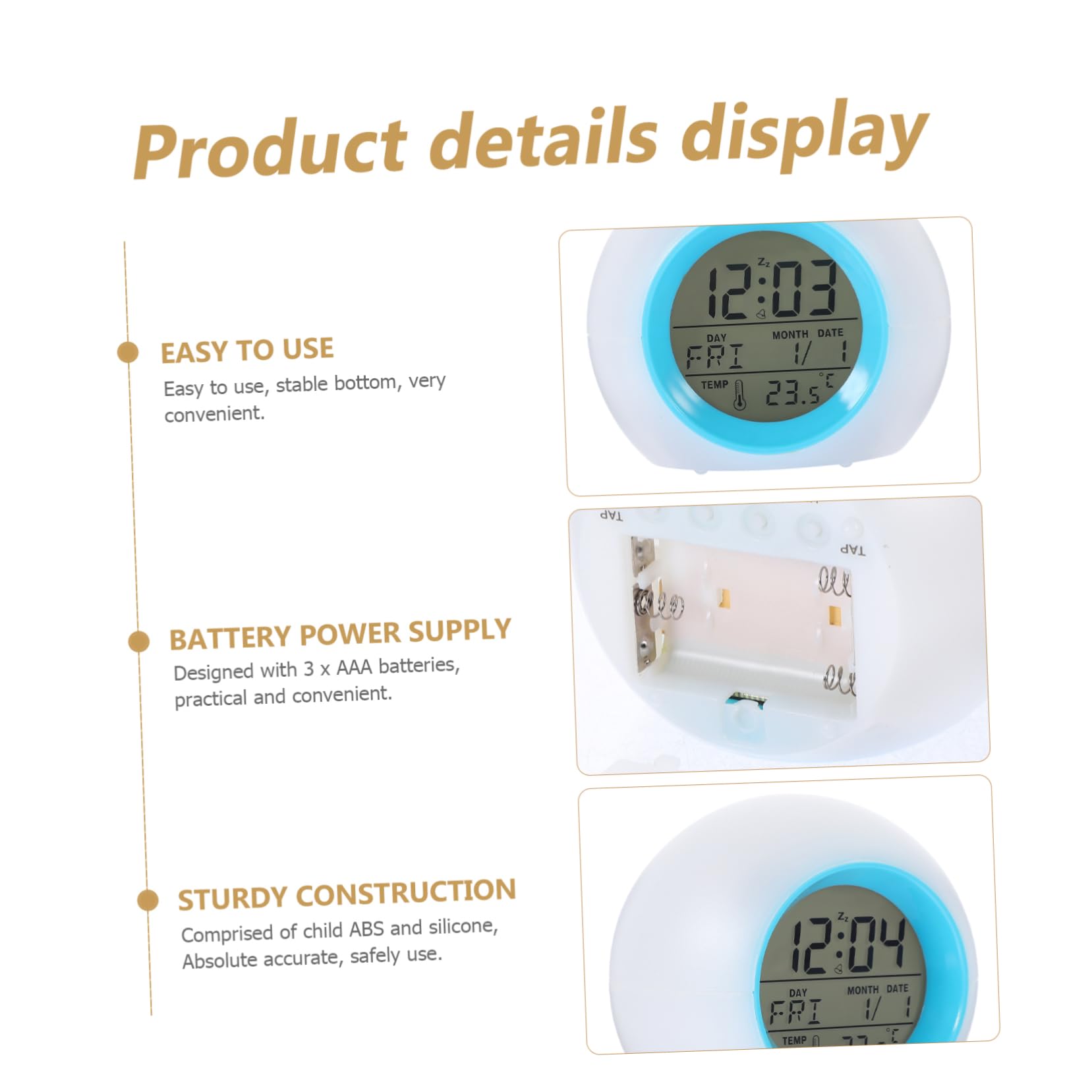 Ciieeo 3st Nachttischuhr Led-anzeige Uhr Uhren Stille Uhr Multifunktionsuhr Wecker Für Kinder Alarm Luke Leise Klein Nachtlichtuhr Reisewecker Bettschüttelwecker Kinderwecker Kinderuhr