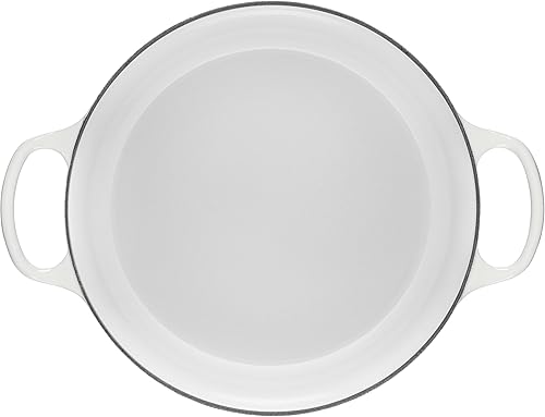 Miniatura 3 de Le Creuset - Olla holandesa ancha, redonda y única de hierro fundido esmaltado, de 7.7 litros, color blanco