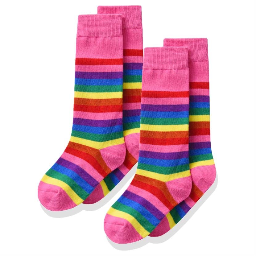 Image of VIKITA Girls Little kid socks 2 pairs set in Spring fall winter stripe socks for Christmas 8T, SF5002