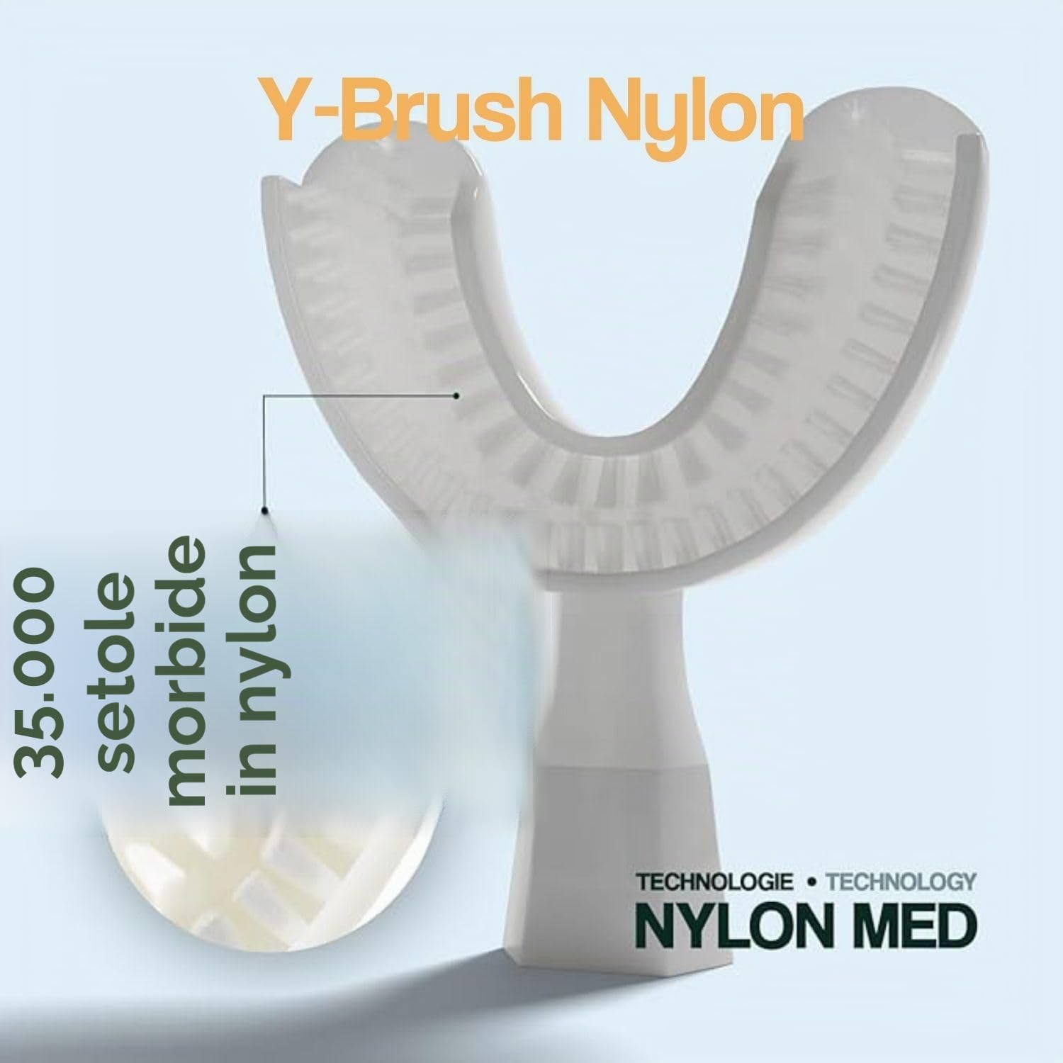 Testina Y-Brush Nylon per NylonStart e NylonKids – Bianca, S (bambini 4-12) – Spazzolamento automatico, rimozione della placca – Da sostituire ogni 4 mesi