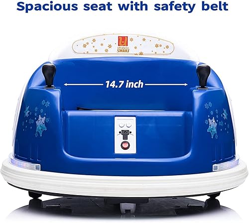 Miniatura 6 de Coche de parachoques para niños, vehículo eléctrico de 6 V con control remoto, música, luces intermitentes coloridas, funciona con pilas (azul