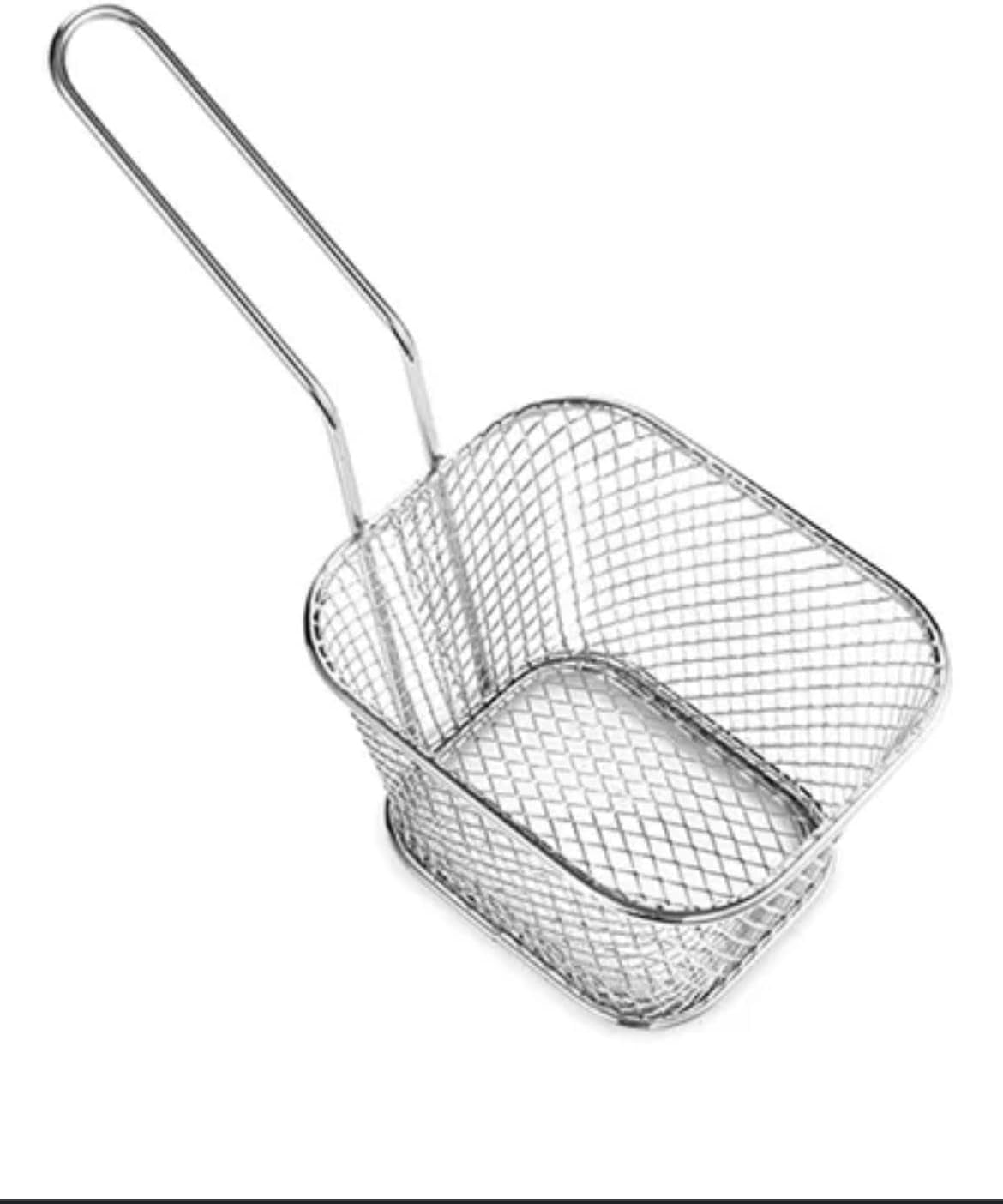 Mini Chips Fry Basket Stainless Steel Fryer Baskets Strainer French Fries Holder,Table Serving Food Presentation Tool With Bonus Sauce Cup (1)