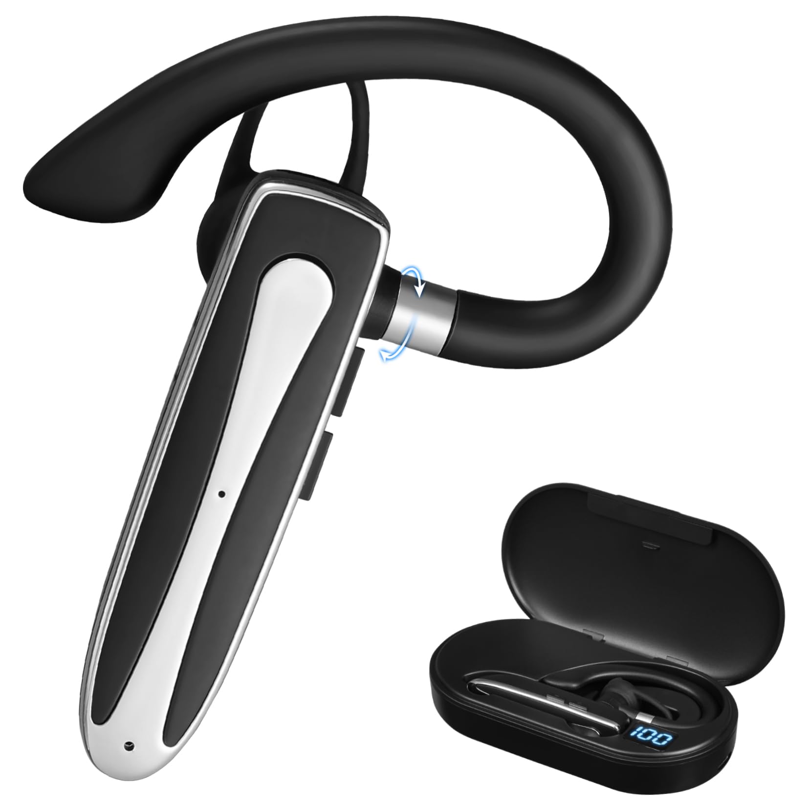Mipcase Auricolari Wireless con Archetto per Festa Estiva, Connessione Wireless Singola con Stabilità Elevata, Batteria 140mah e Custodia di Ricarica, per Sport e Cellulare
