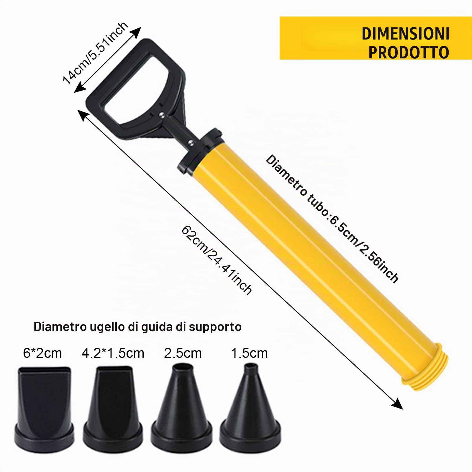 Naapesi Pistola per Cemento, Pistola per Malta, Pistola di Calafataggio, Pompa per Malta manuale, Pistola per Stucco, Siringa per Malta con 4 Ugelli per Puntare Mattoni e Stuccatura di Piastrelle