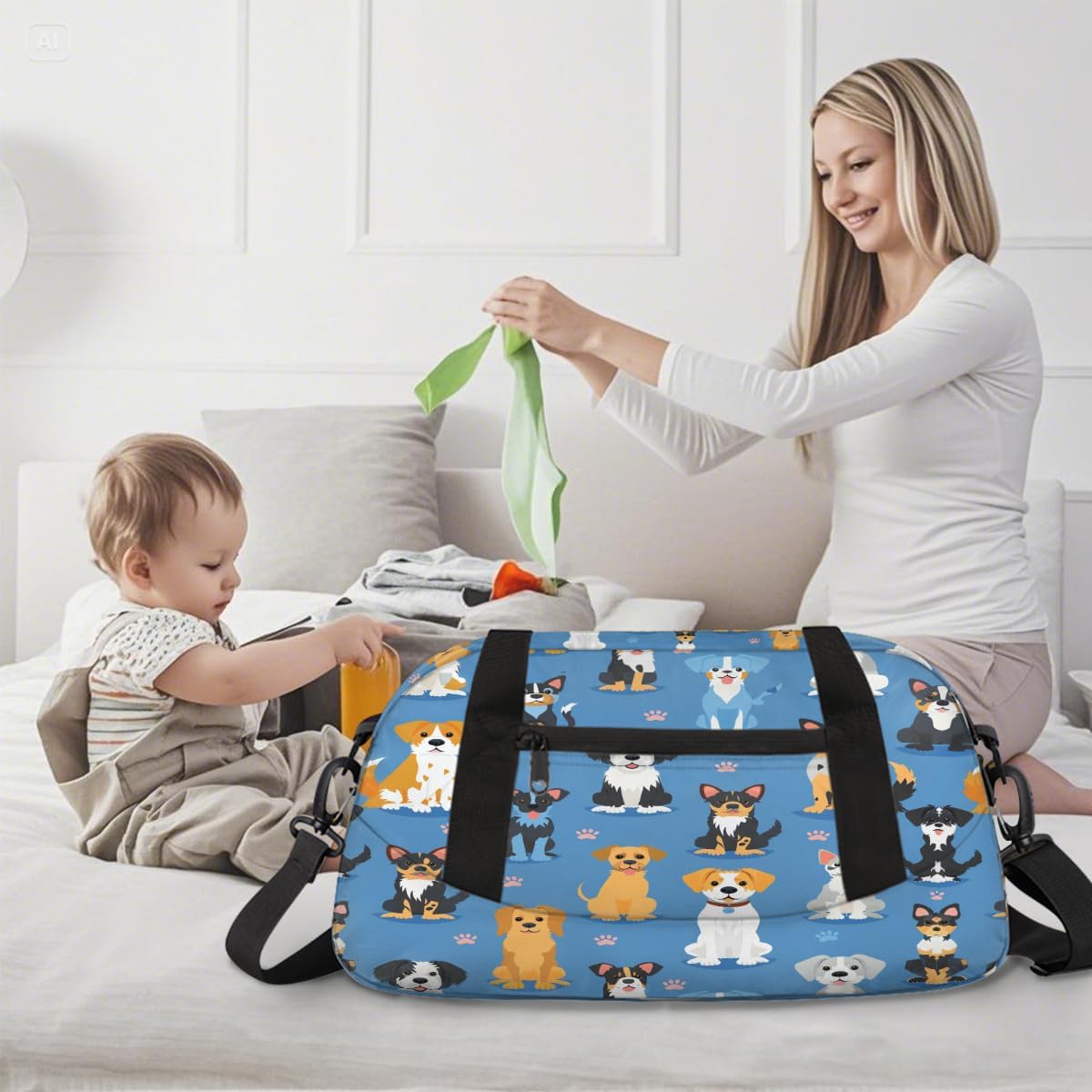 Animal Paw Print Gym Bag for Women & Men - Small Travel Duffel for Sports, Overnight, Weekender, Workout & Dance Bag - Image 9