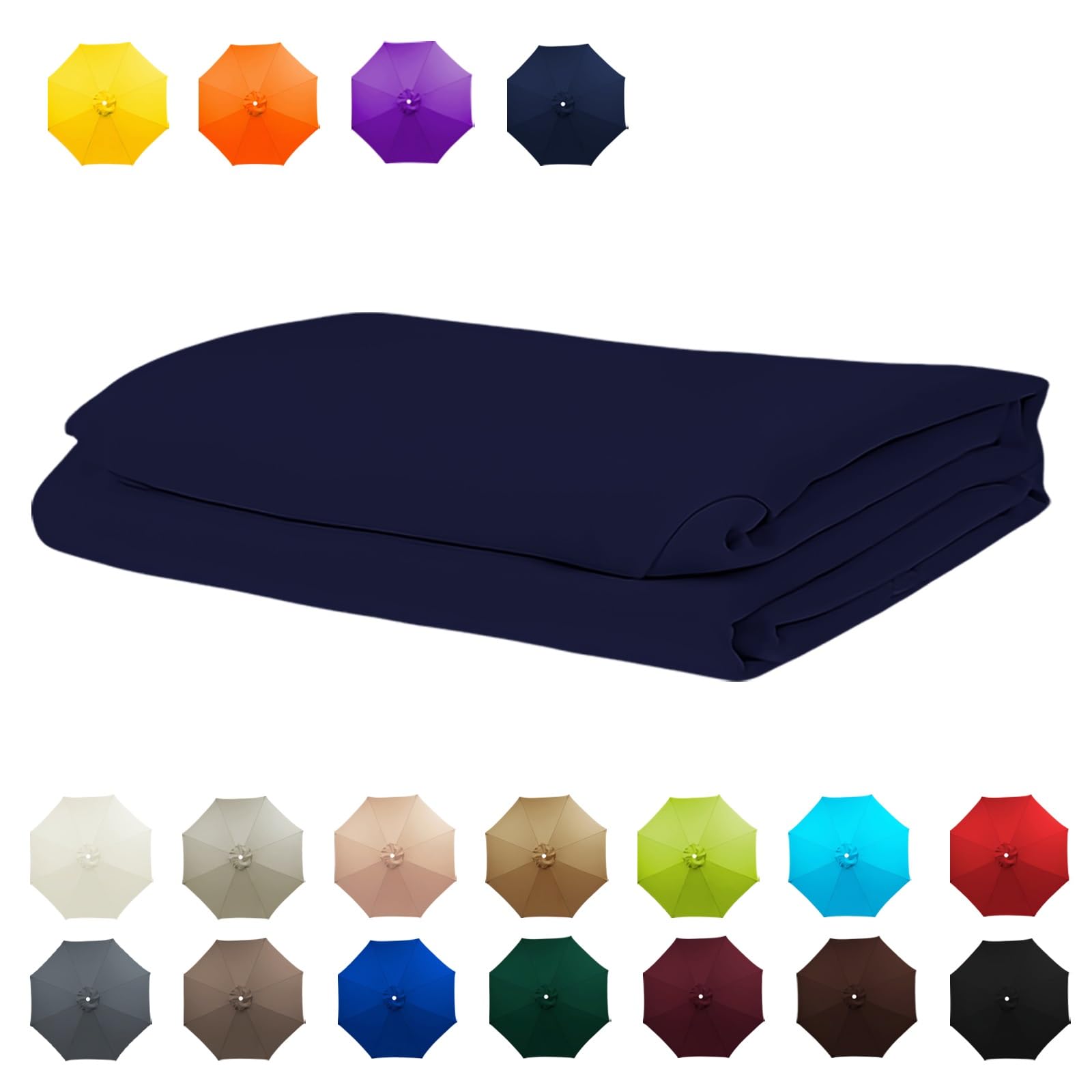 Replacement Umbrella Canopy, 6 Arms/8 Arms replacement parasol cover, Replacement Strong & Thick Umbrella Canopy, Market Umbrella Top, Outdoor Table Umbrella Cover Standby(Navy blue,10FT/3.0M-8Ribs)