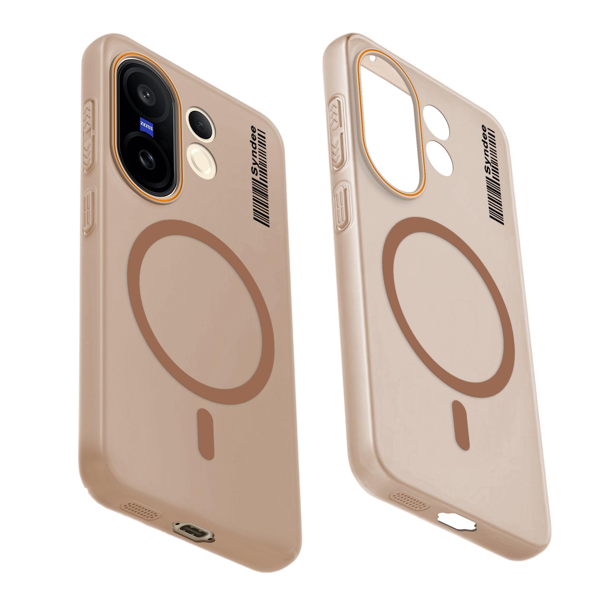 DL3 Mobilak Case Back Cover for Vivo V60 Lite 5G/4G Case, Sleek Frosted Translucent Back Only Compatible with Wireless Magnetic Accessories | Anti-Scratch Shockproof Phone Case (Brown)