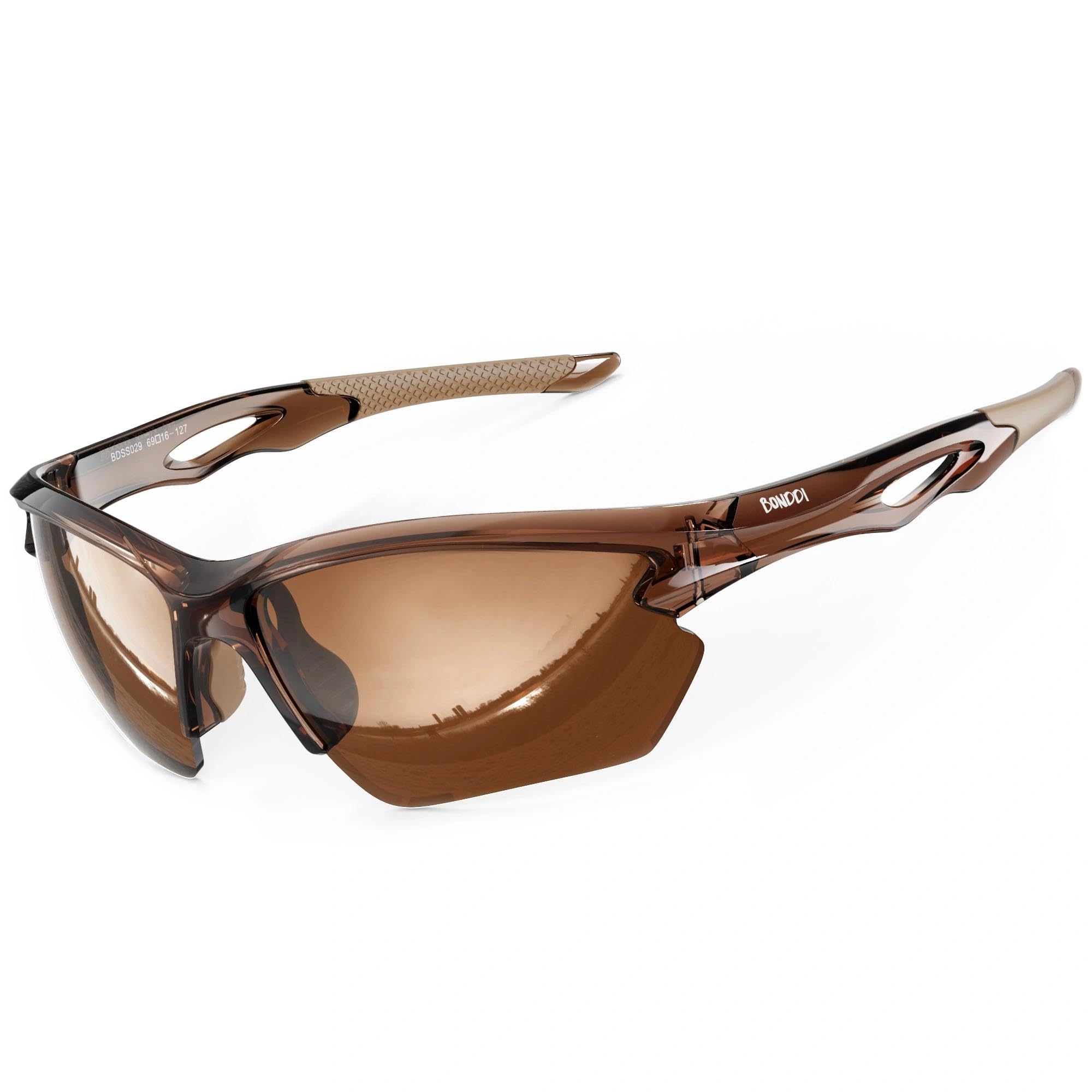 BONDDI Fahrradbrille, Sportbrille für Herren Damen, TR 90 Unbreakable Frame Polarisierte Sportsonnenbrille mit UV400 Schutz, für Radfahren Golf Baseball Laufen Wandern