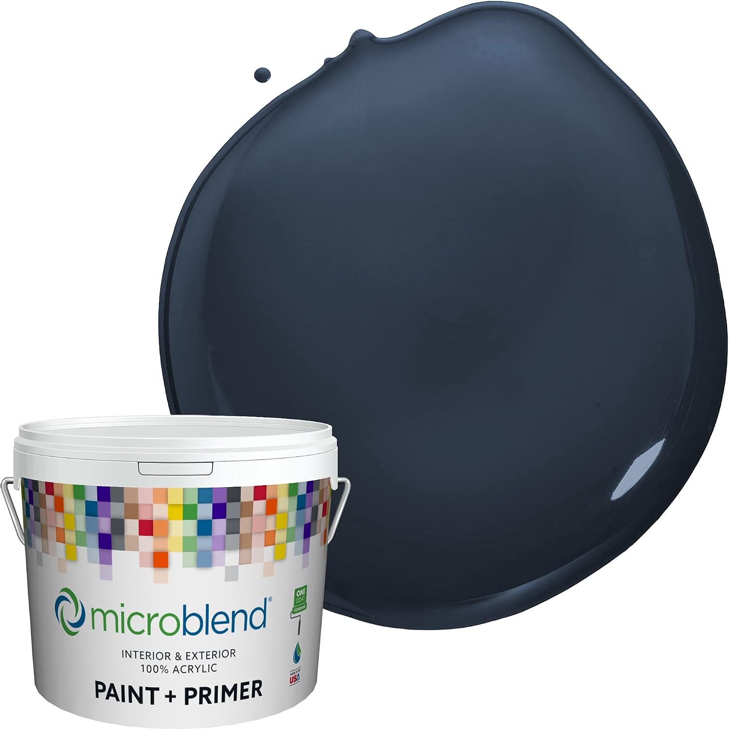 Microblend Exterior Paint and Primer - Dark Blue/Sky High, Eggshell Sheen, Quart, Premium Quality, UV and Rust Blockers, Washable, High Hide, Microblend Blues Family