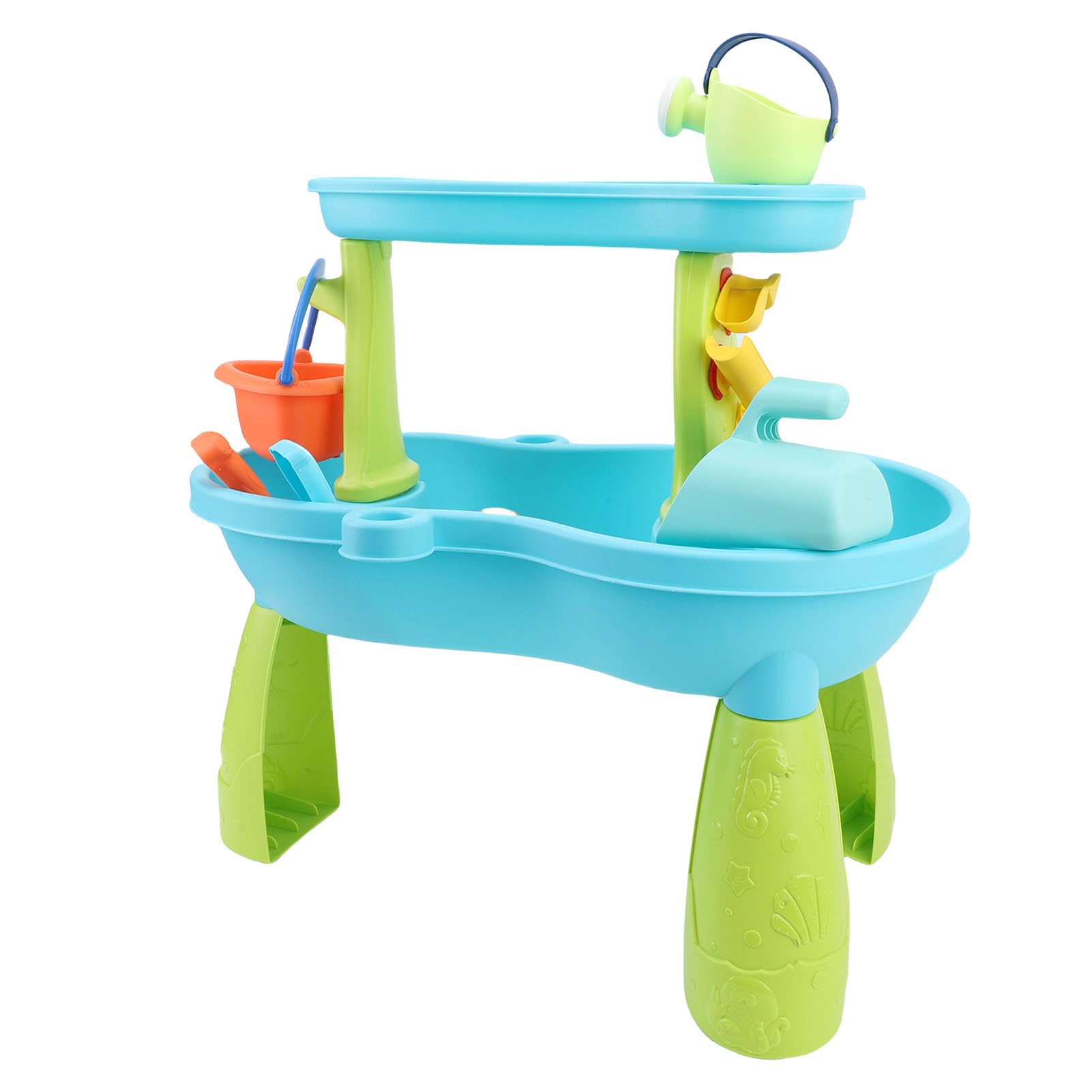 Kids Sand Table Sand and Water Play Table, Indoor Outdoor Sensory Learning Hub with 4 Shovels, Quick Cleanup Design for Kids