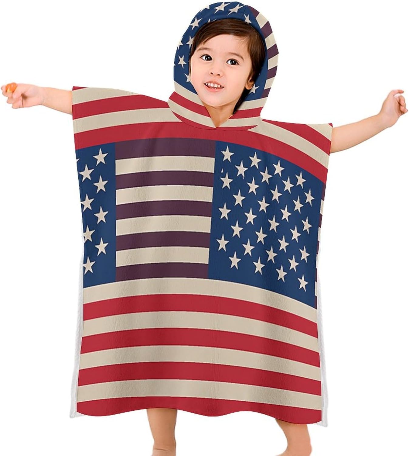 Kids Bath Towel Kids Hooded Beach Towel Kids Pool Towel American Flags Printed Kids Beach Towel for Boys Girls Soft Absorbent Quick Dry Beach Swim Pool Towel
