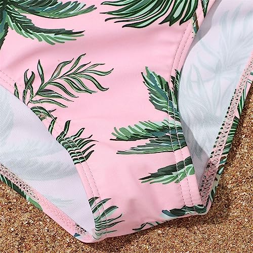 Girls 3 Piece Swimwear Coconut Tree Print Swimsuit Bikini Bathing Suit with Sun 𝐏rotection Cover Up Shirt Sets3