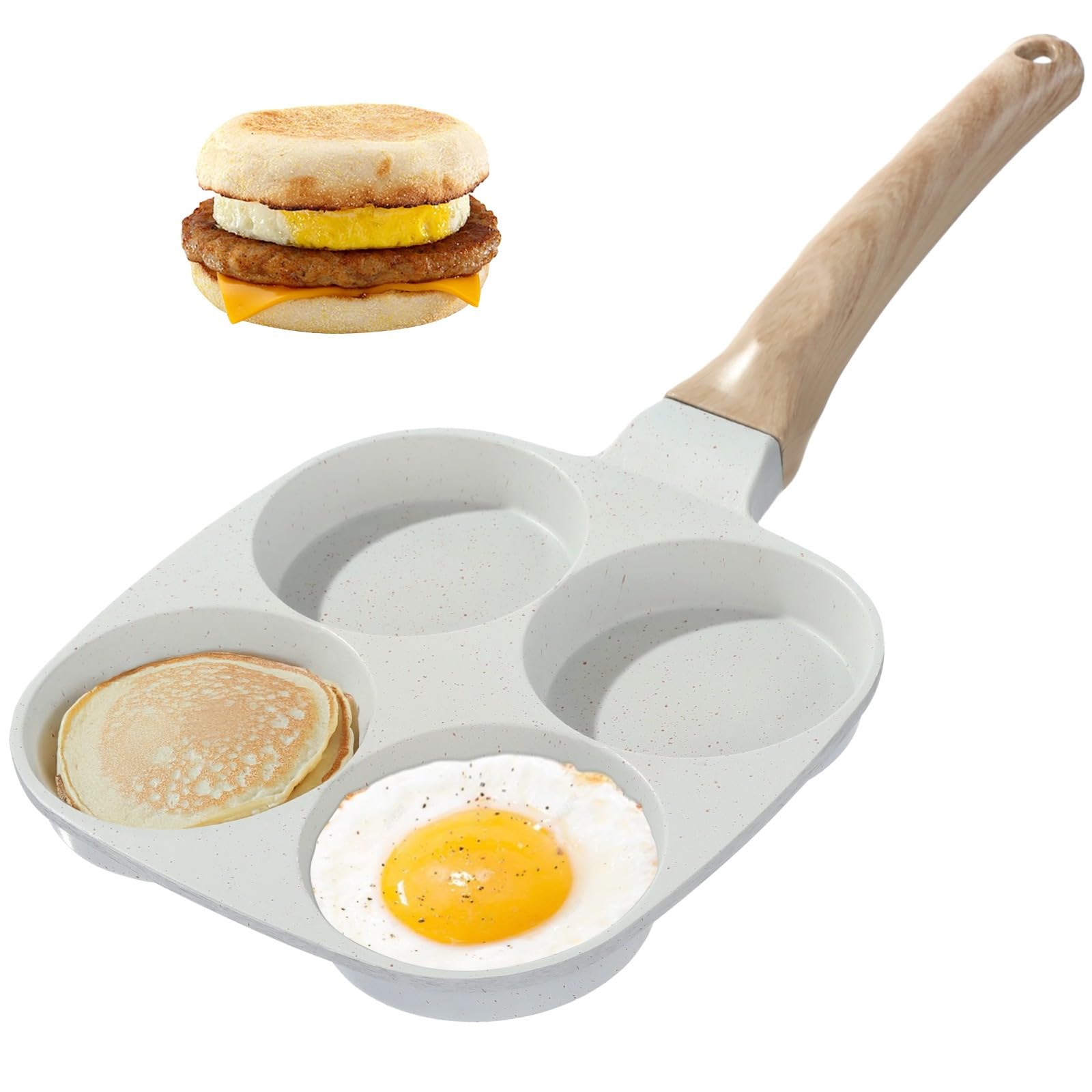 Poêle à crêpes 4 tasses antiadhésive aluminium pour œufs au plat et burgers