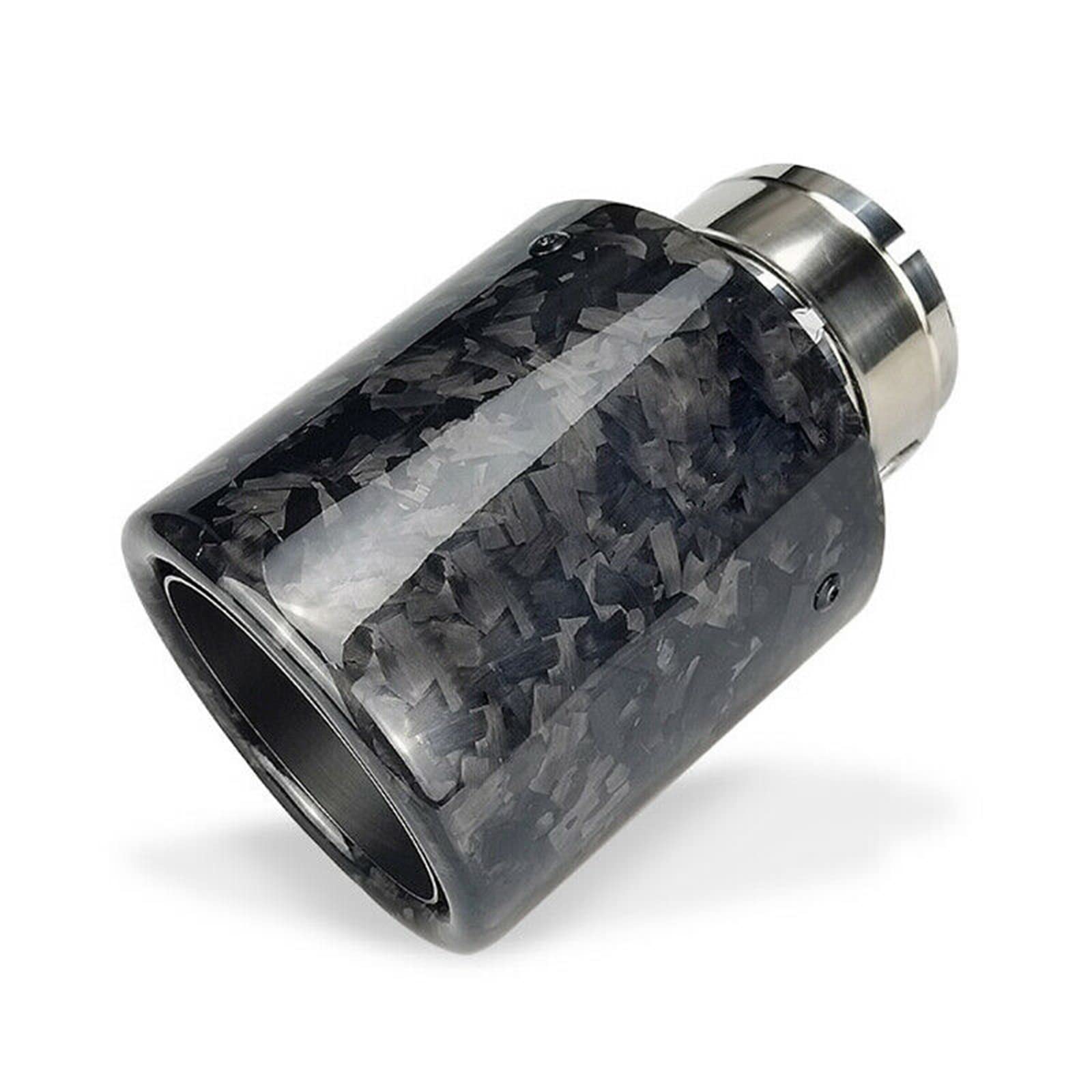 KrtopoExhaust Tips Muffler Stainless Steel and Glossy Carbon Fiber Car Exhaust Tail End Pipe Throat, Inlet 63mm(2.5") Outlet 89mm(3.5")