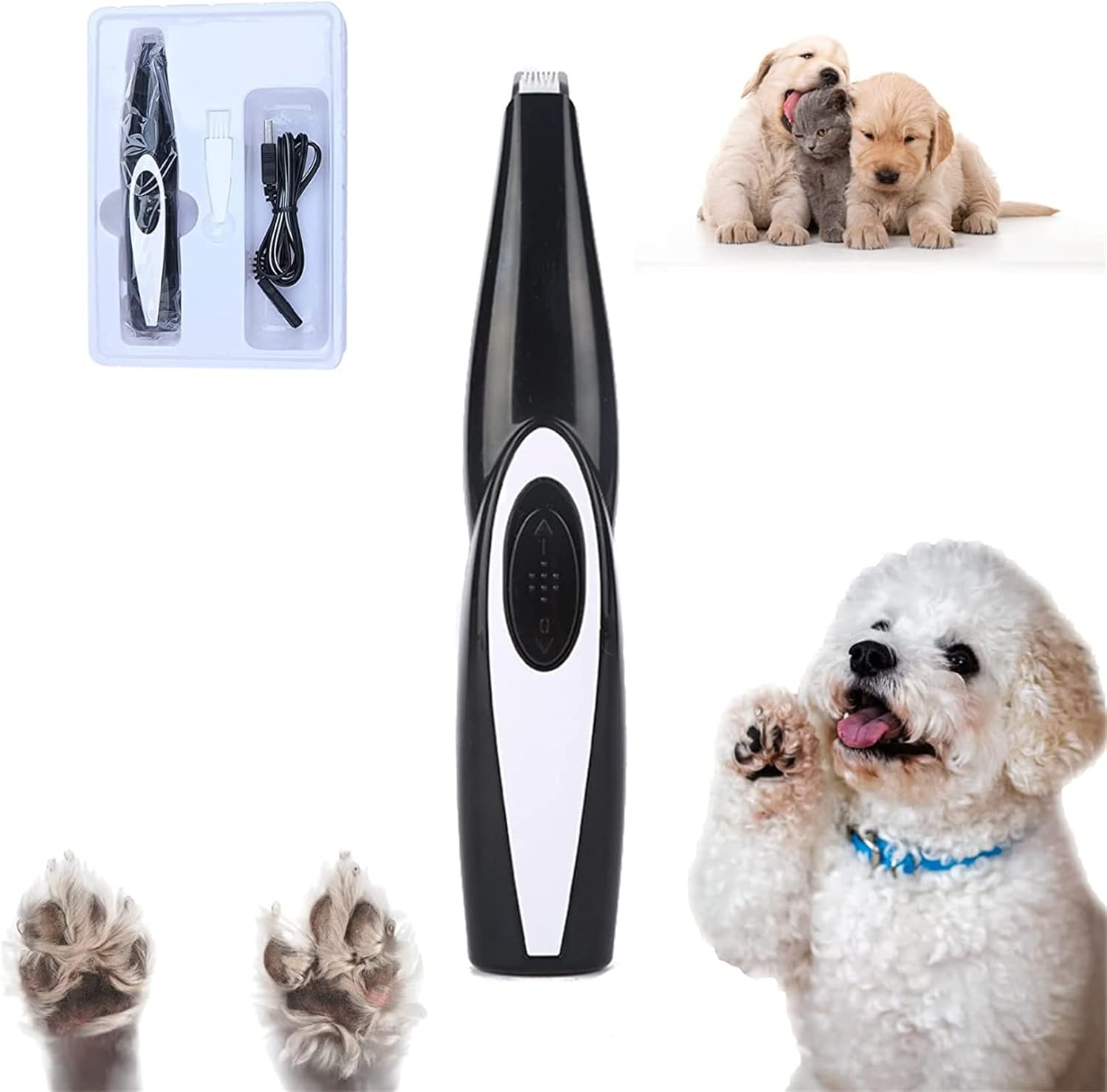 Mini recortadora Furbolini, recortadora de pelo para mascotas pequeñas inalámbricas, recortadora para patas de perro, bajo nivel de ruido para recortar cortadoras de aseo para perros