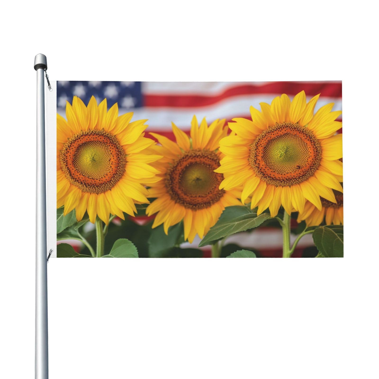 American Flag With Sunflowers Yard House Flags,3x5 Ft Season Greeting Banner With Grommets Indoor Outdoor Party Home Decorations