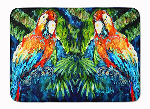 Caroline's Treasures MW1216RUG Parrots Yo Yo Mama Machine Washable Memory Foam Mat, Bathroom Rug, Non-Slip Bath Mat, Durable Thick Washable Rugs for Kitchen, Bathroom Quick Dry, Decorative Artwork,