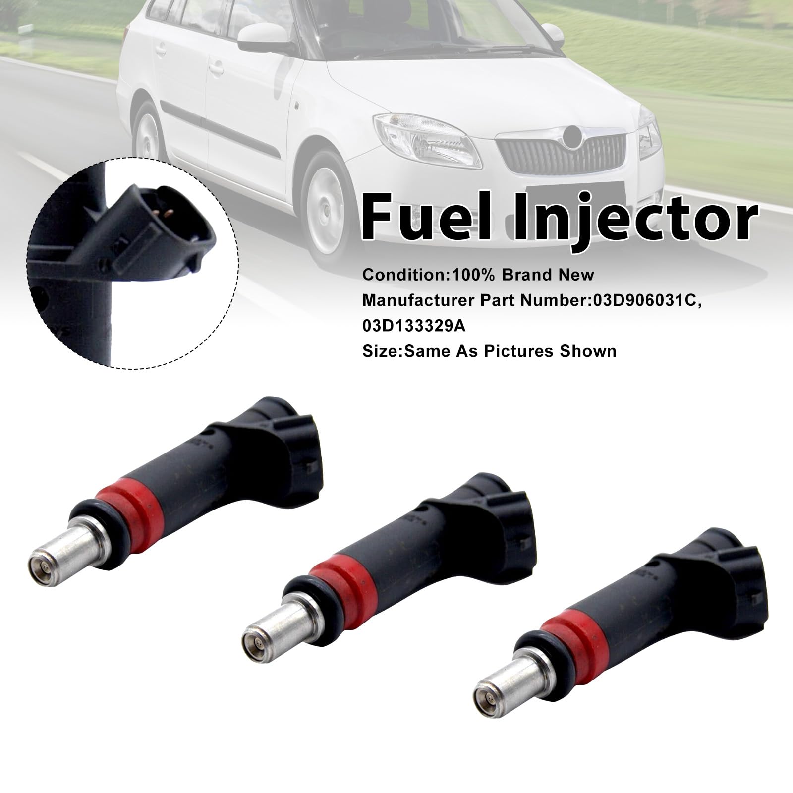 MAD HORNETS 3PCS Fuel Injector Set 03D906031C Passend für Seat Cordoba Ibiza Passend für Skoda Fabia Roomster Passend für VW Fox Polo 2001 2018