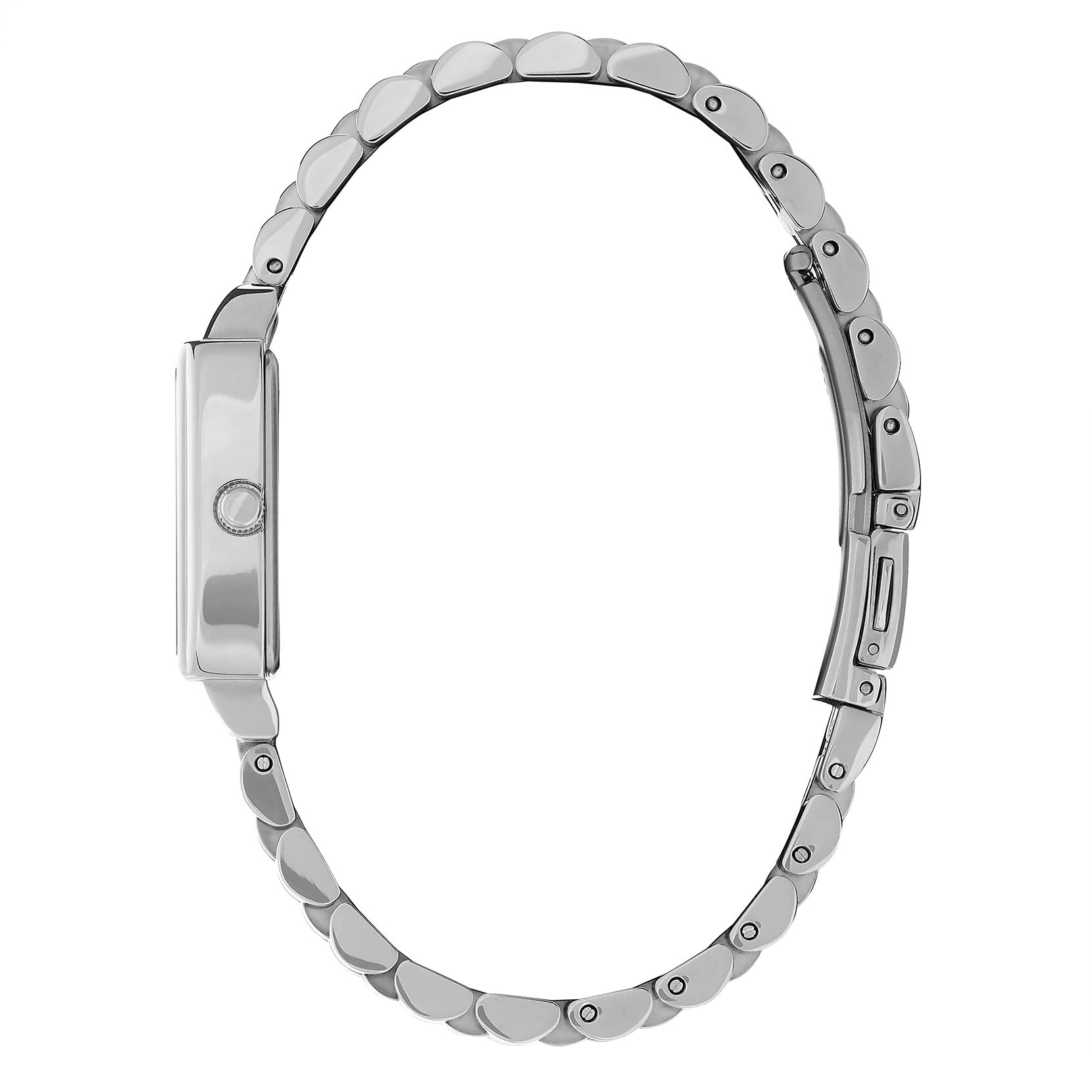 Olivia burton Reloj analógico rectangular para mujer con esfera blanca-24000012, blanco