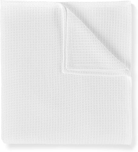 Peacock Alley Riviera Waffle Weave Manta  100 algodón largo grapado  Super suave y ligero  Uso durante todo el año  Importado de Portugal blanco