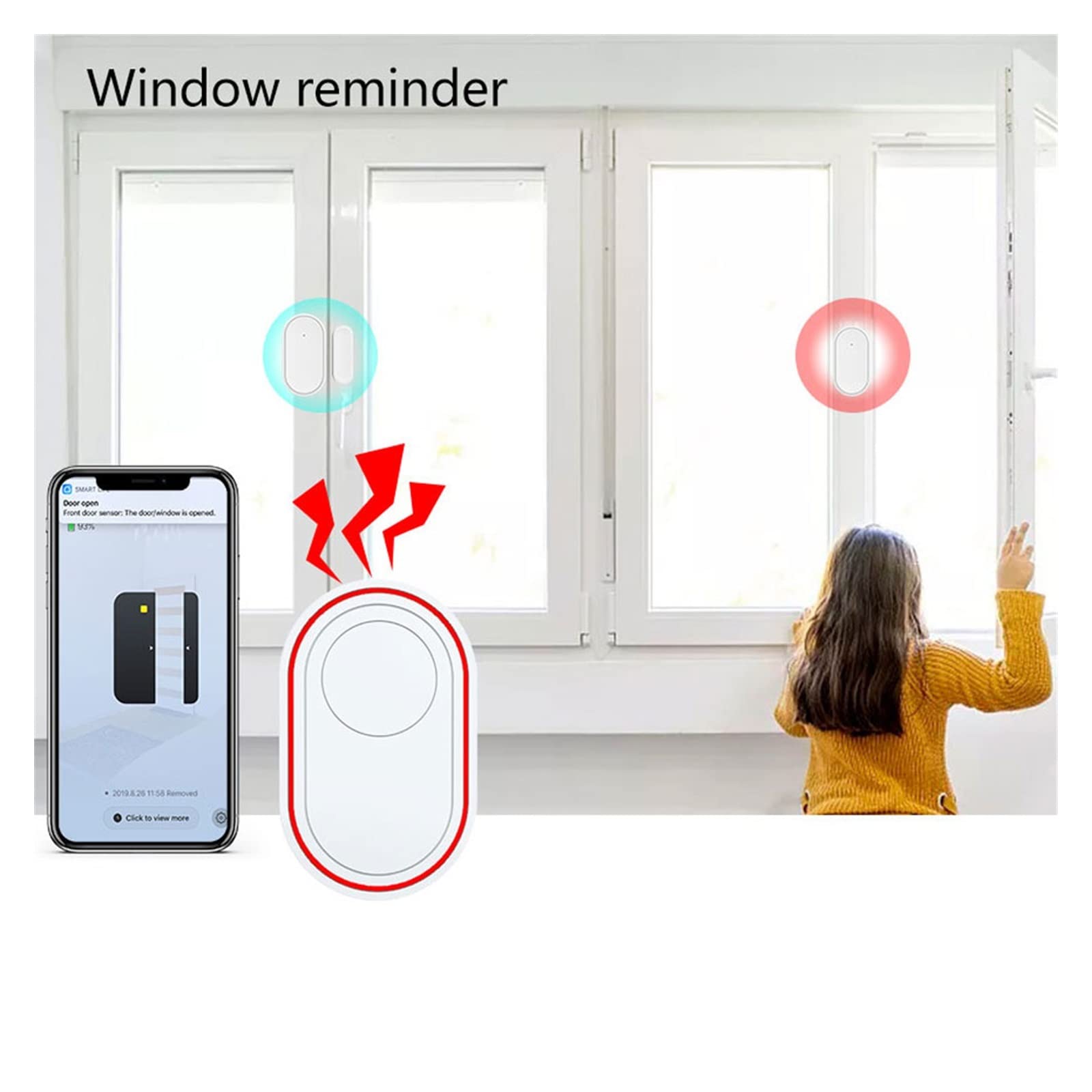 DB11 Tuya WiFi Sistema Inteligente de Alarma for el hogar Campana de la Puerta de Seguridad inalámbrica Aplicación Timbre de Control Pir Sensor de Movimiento(DB11-C)