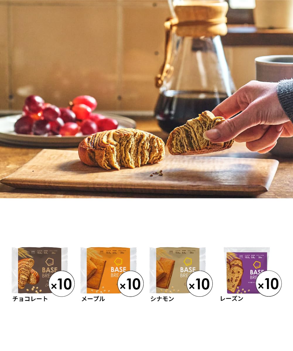 Amazon.co.jp: ベースブレッド 4種40袋【チョコ・メープル・シナモン