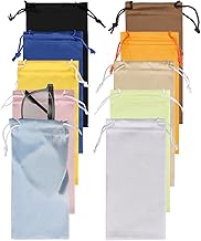 10Pcs Microfiber Glasses Pouch, 18x9.5cm Soft Sunglasses Drawstring Case, Eyeglasses Sleeve Pouch, Portable Eyewear Bag, Slip in Spectacle Pouch, Glasses Cleaning and Storage Bag for Men Women Travel