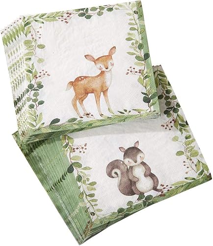 Kate Aspen Woodland - Servilletas de papel decorativas para baby shower, servilletas decorativas gruesas, para almuerzo, 2 capas, 30 unidades