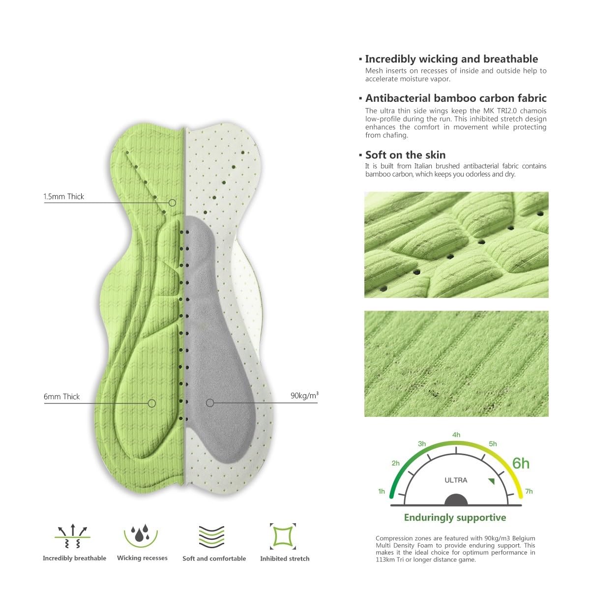 Culotte Ciclismo Hombre Pantalones Cortos de triatlón for Hombre con cordón Ajustable y Bolsillos en Las piernas fácil Acceso Acolchados for Ciclismo for