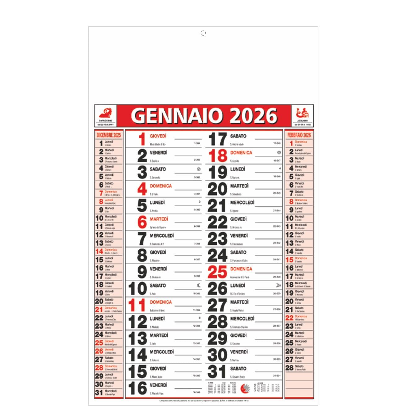 Calendario Olandese 2026, Set di 100 Calendari da Parete Personalizzabili, Formato Grande Mensile per Aziende e Attività Commerciali gadget pubblicitari natale innaugurazione