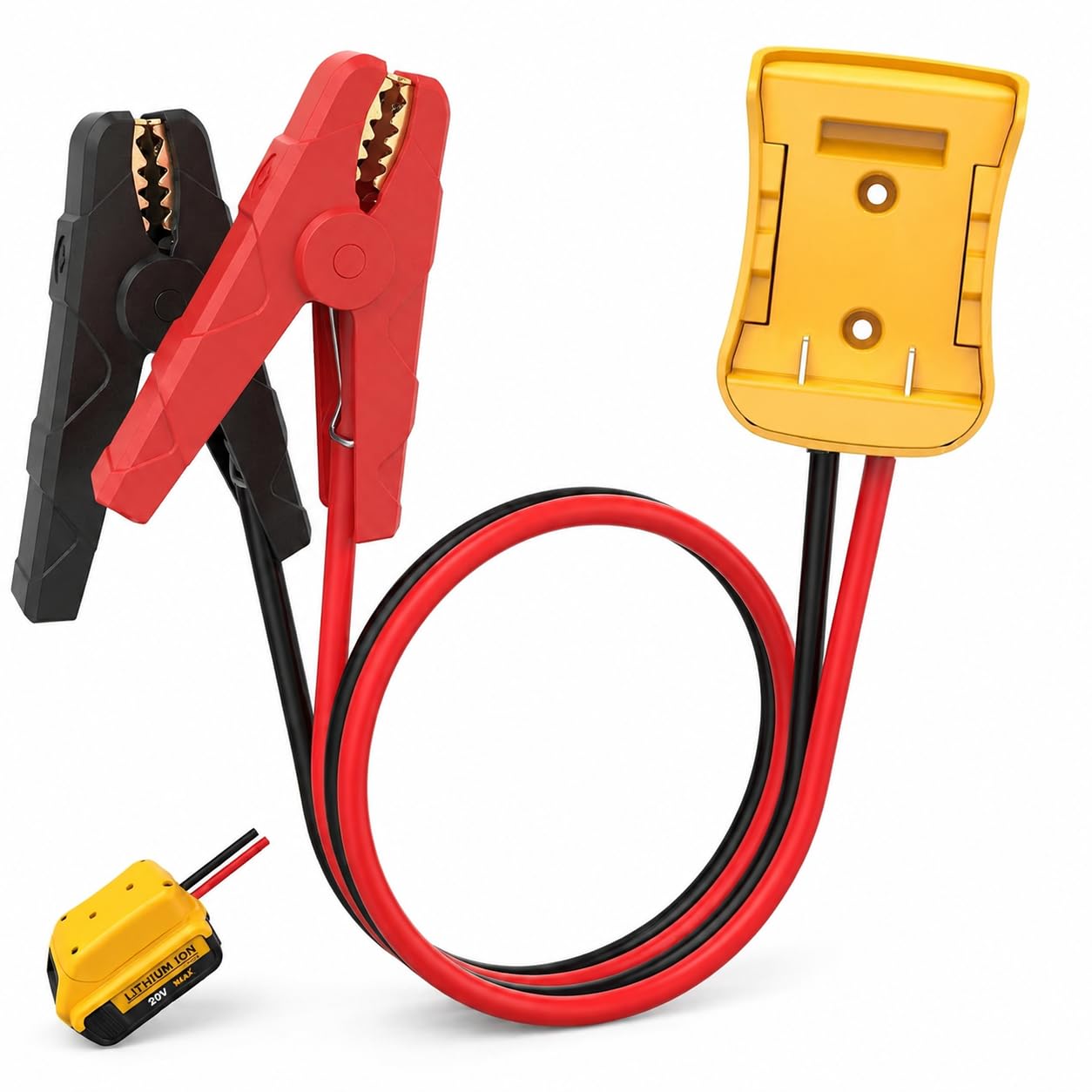 Adaptador de cables de puente de 20 V para Dewalt, cobre morado 8 AWG, abrazaderas grandes, cables de arranque de batería portátil para autos/cortacésped/herramientas, resistente al calor de 200