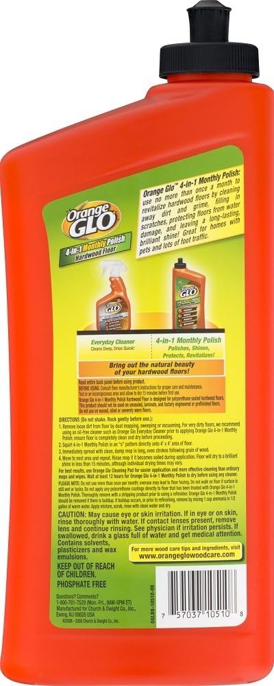 ORANGE GLO Hardwood Floor 4-in-1 Monthly Polish, 24 Oz (Pack of 4)