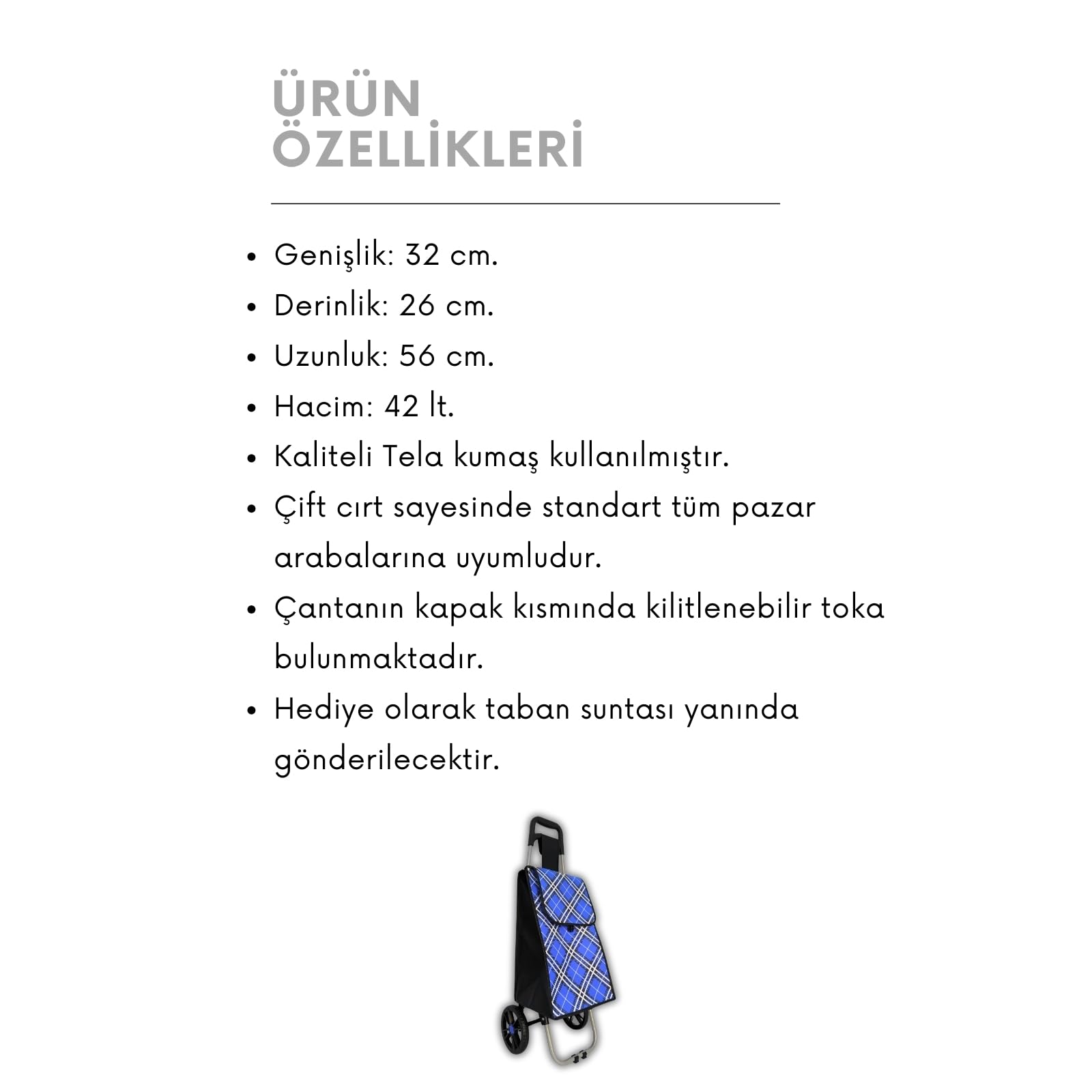 Pazar Arabası Yedek Çantası (mavi)
