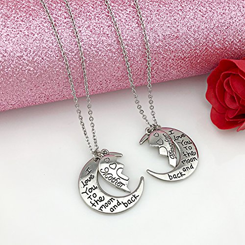 YOUFENG Gifts for Mom I Love You to the Moon and Back Mother Daughter Women Necklaces Pendant Mothers Day Gifts3