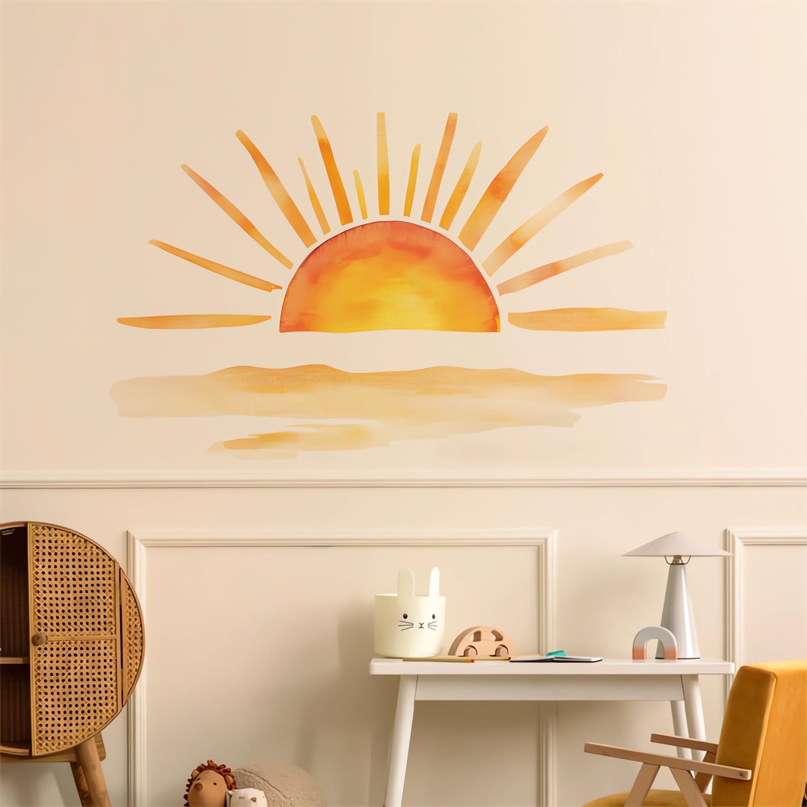 sacinora Sunset Wall Stickers Yellow Setting Sun Wall Art Decals
