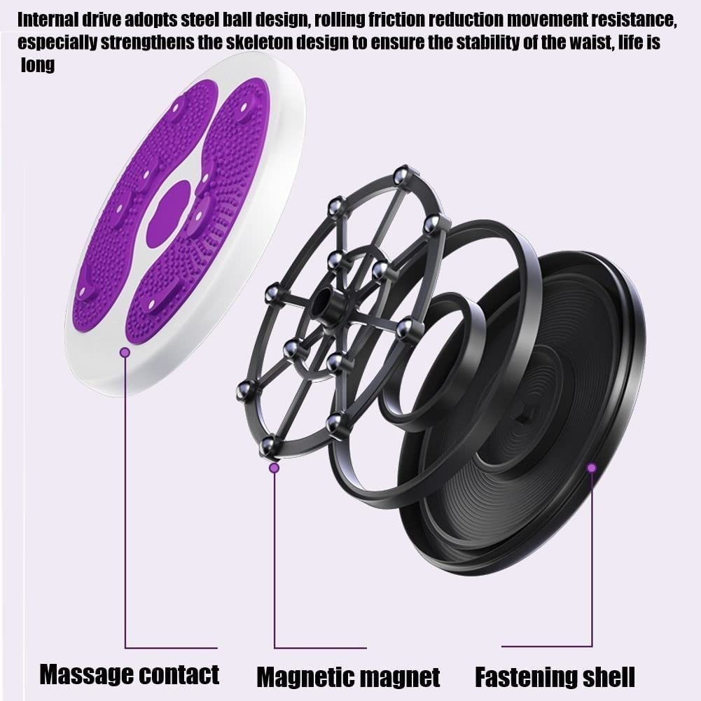 SKYFUN (LABEL) Plastic Tummy Waist Twister Magnetic Disk Hot Sweating Body Shapers Slimming Rotating Machine Ankle Body Aerobic Exercise Reflexology Cincher Girdle Both Direction Rotation-Purple Color 2