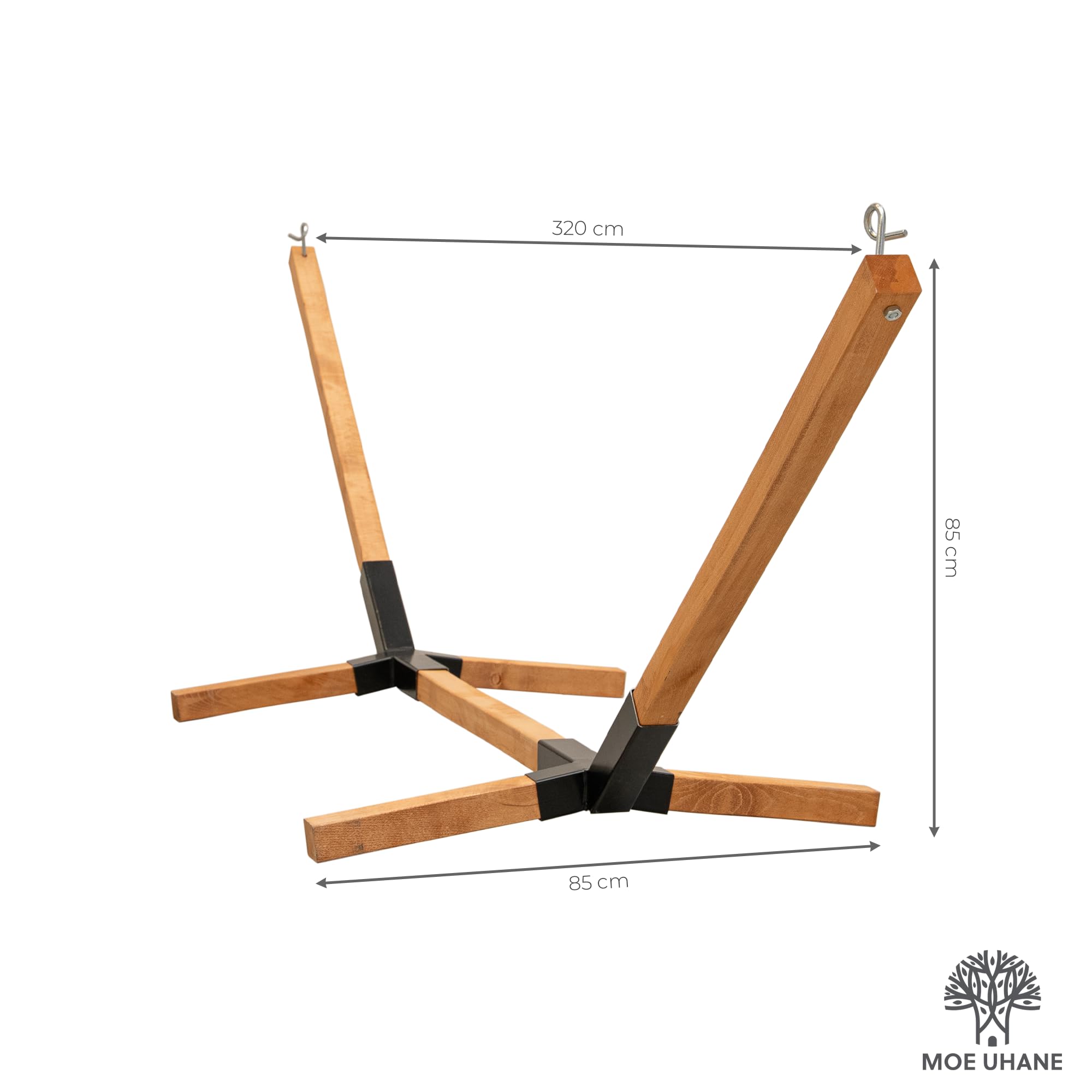 MOE UHANE Hamaca de Madera para jardín y hogar, Montaje rápido sin Tornillos ni Herramientas, Madera Natural y compuestos metálicos, Compacto, 100% ecológico