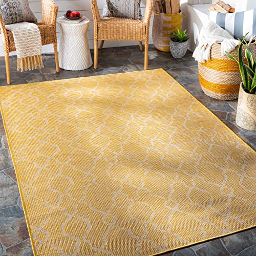 Mark&Day Outdoor Rugs, 5x7 Buiksloot Traditional Indoor/Outdoor Bright Yellow Area