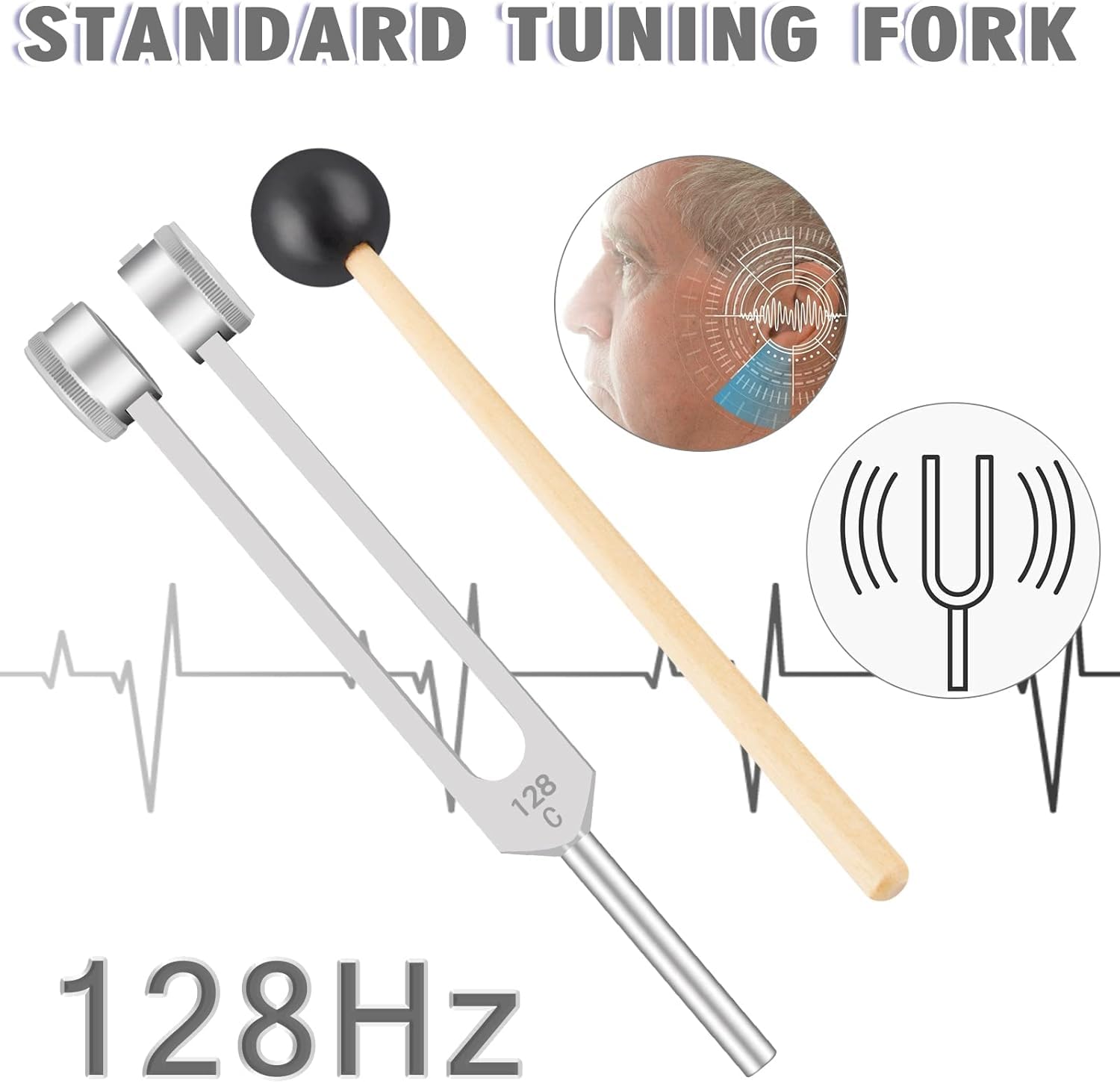 128 Hz Weighted Tuning Fork, Professional Aluminum Alloy Tuning Fork Medical for Healing C-128 Frequency Healing Device - Image 2