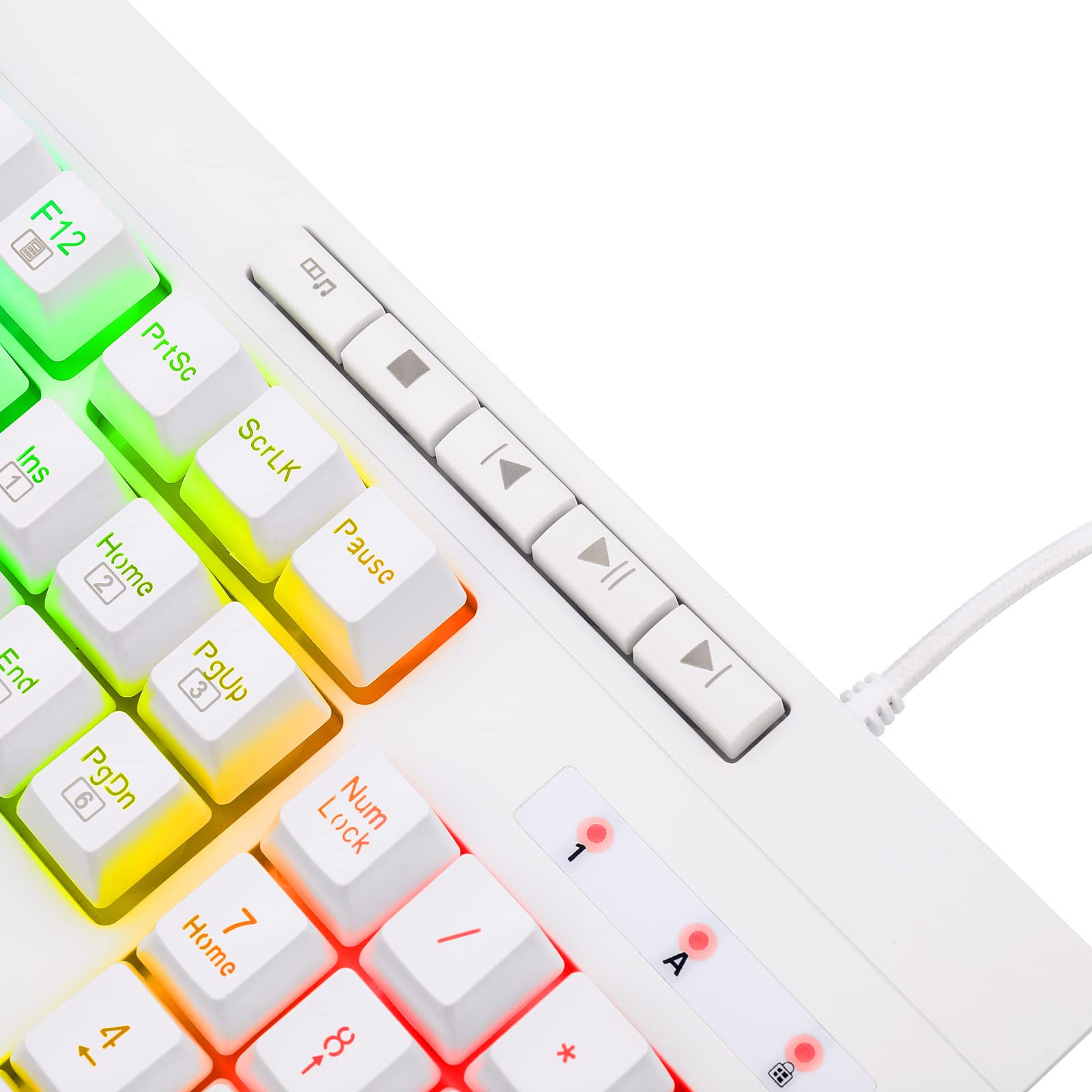 Redragon K512 Shiva White, RED-K512W-RGB, retroiluminación RGB Multicolor, Teclado de Membrana