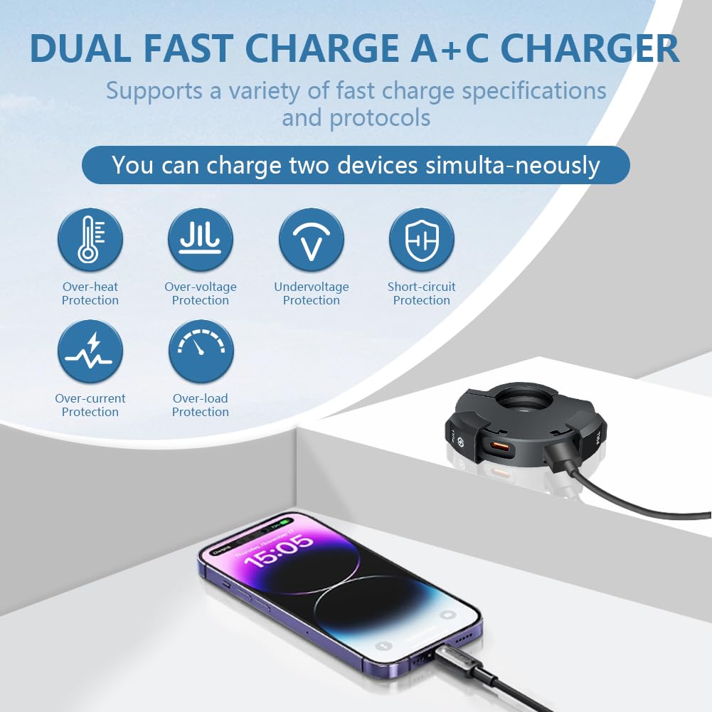 Caricabatterie USB Moto 18W PD 30W Type-C IP65 Impermeabile QC 12V/24V
