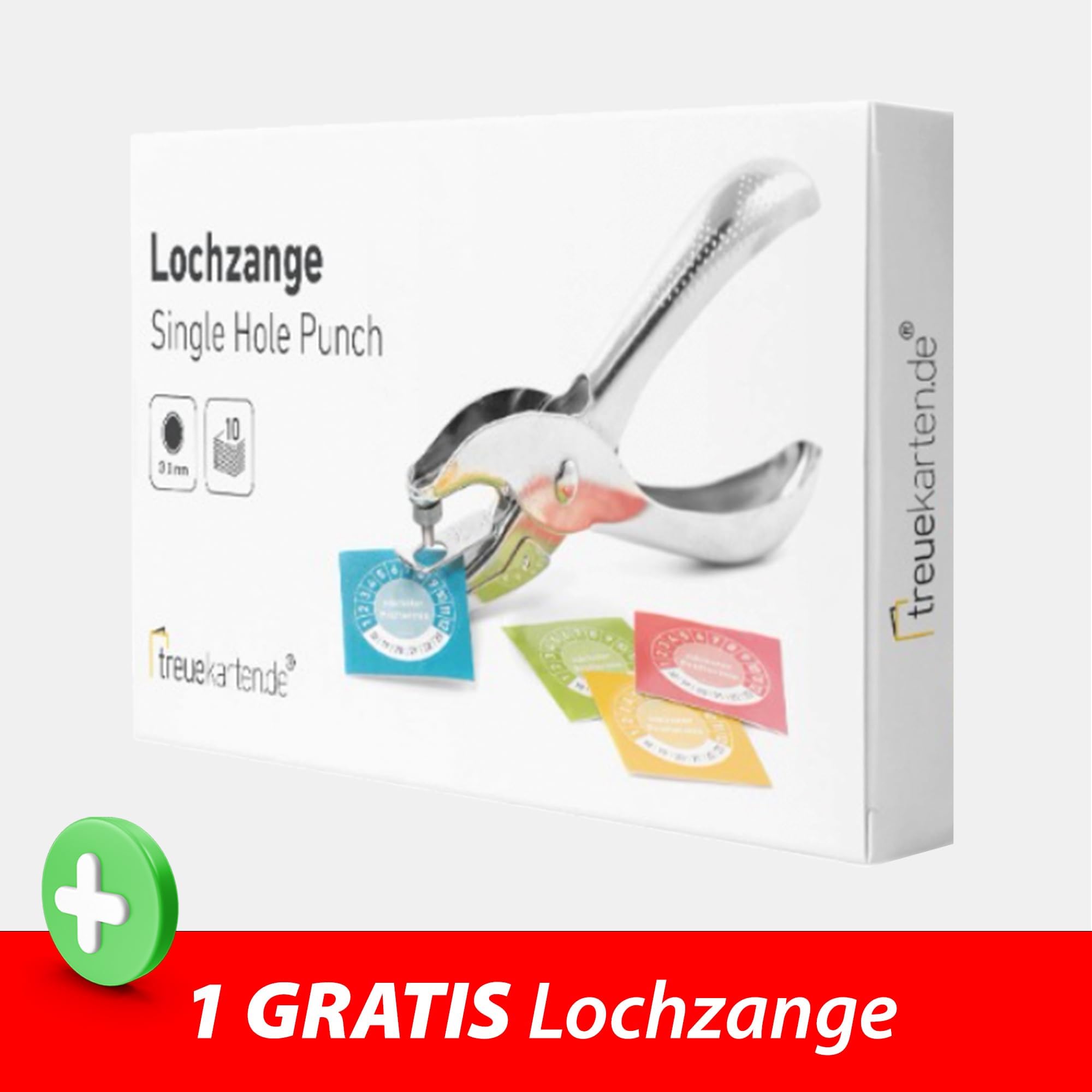 Grundplaketten für Prüfplaketten 20mm "UVV geprüft" 100 Aufkleber– inkl. 1 gratis Lochzangen (3mm Rundloch & Kerbzange)
